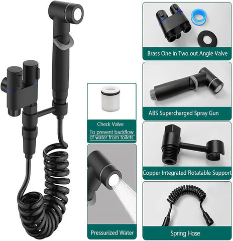 1-In-2-Handheld Out Dual Control Valve Bidet Sprayer for Toilet