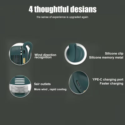 3 Speeds Portable Silent Mini Bladeless Electric Fan