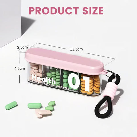 4 Compartments Portable Sealed Pill Organizer