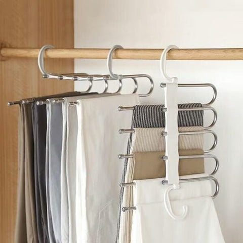 ✨Multi-functional Pants Rack - Closet Multiple Layers Multifunctional Uses Rack Organizer for Trousers Scarves Slack (1 Pack with 5 Metal Clips)✨