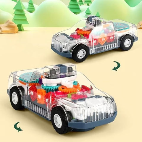 Light Up Transparent Gears Police Car Toy for Kids