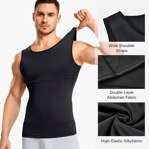 Men's Sleeveless Solid Crew Neck Shapewear Undershirt