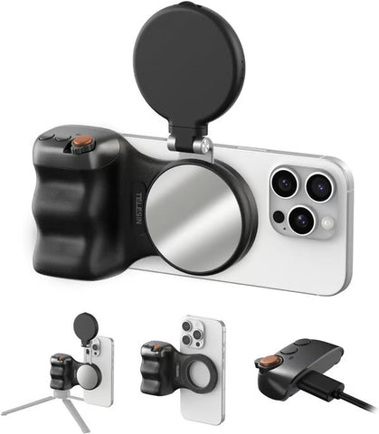 TELESIN Fun Shot Magnetic Phone Camera Grip & Magnetic Selfie Light Bundle Kit
